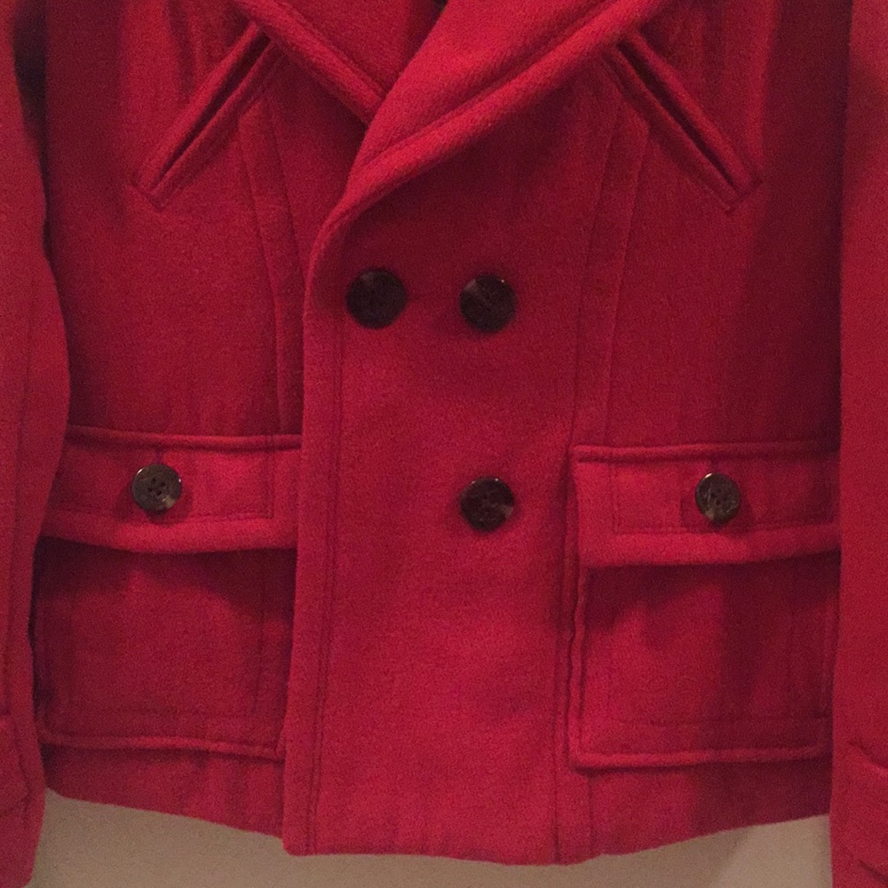 Red Pea Coat - Picture 3 of 6